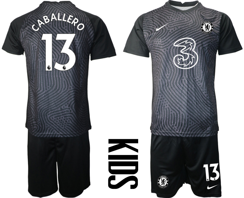2021 Chelsea black Youth goalkeeper #13 soccer jerseys->youth soccer jersey->Youth Jersey
